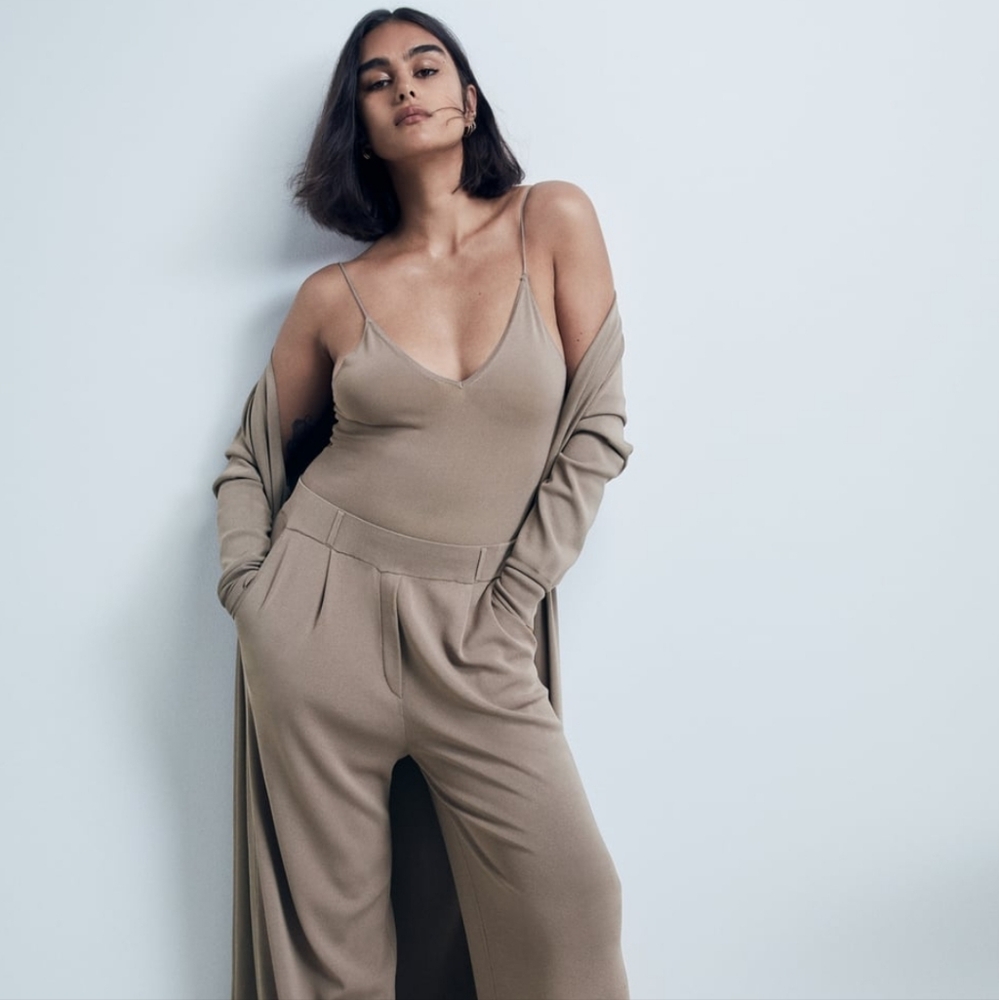 Zara Taupe "Maille" Bodysuit